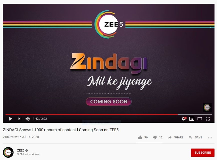 EE Entertainment,‘Zindagi’ on ZEE5