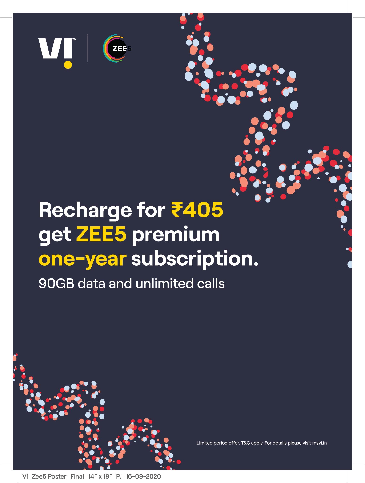 One year ZEE5 premium subscription EXCLUSIVELY for Vi customers with INR 405 Recharge