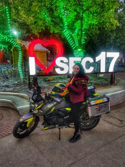 One Dream,One Ride:Indian Odyssey-TVS Apache rider Gayatri Patel has arrived in Chandigarh