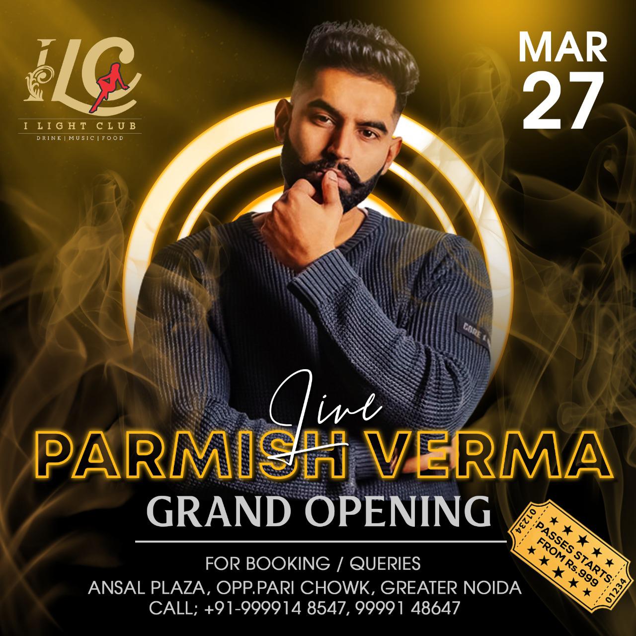 Punjabi singer Parmish Verma performing at I Light Club Greater Noida