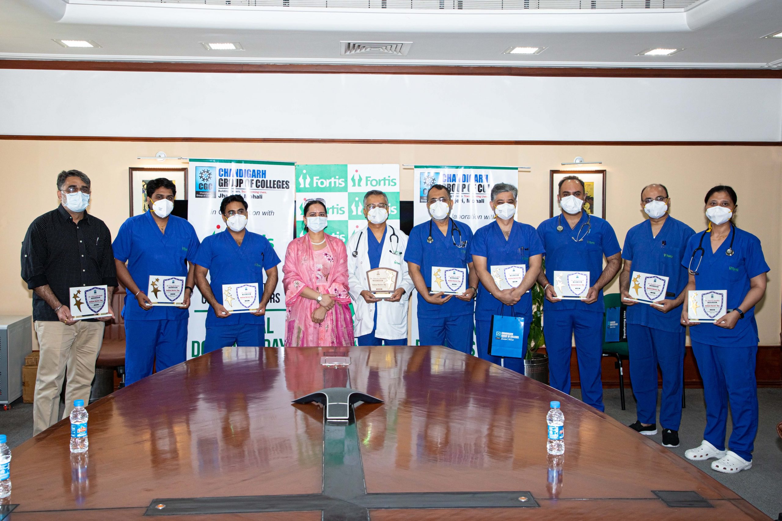 CGC Jhanjeri&Fortis mohali presented memento &thanked doctors on the occasion of National Doctor's Day