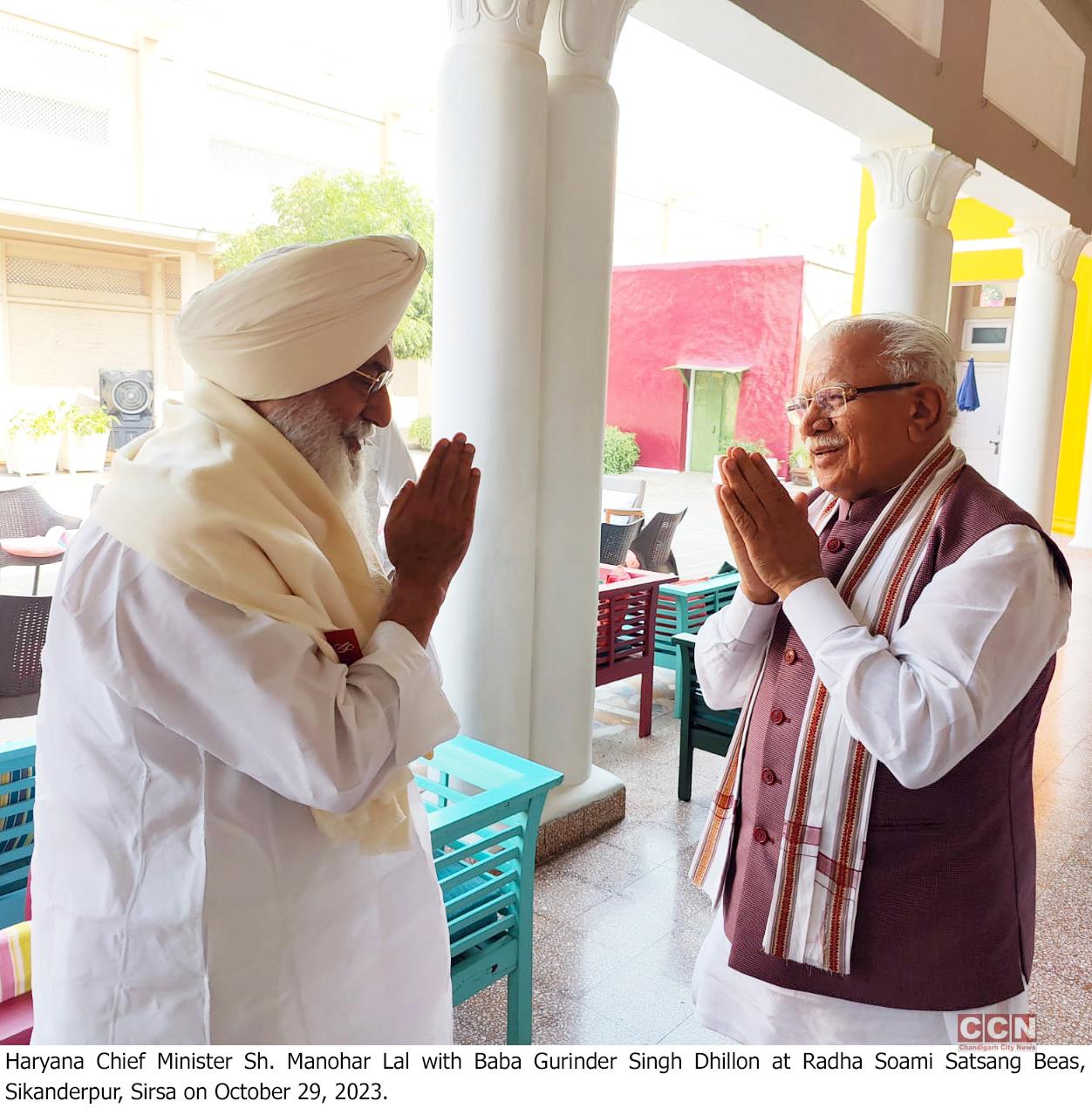 Haryana Chief Minister, Sh. Manohar Lal visited Radha Soami Satsang Beas located in Sikandarpur