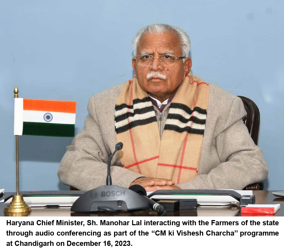 Haryana Chief Minister, Sh. Manohar Lal, highlighted the significant contribution of the state's hardworking farmers towards achieving self-sufficiency in the country's food supply. The present state government prioritises the welfare of the farmers, giving compensation to those affected by floods. Additionally, Farmers who replanted crops have been compensated Rs 7,000 per acre. The previous government used to compensate farmers for crop damage caused by natural disasters with Rs 10,000 per acre, which has now been increased to Rs 15,000 per acre. The Chief minister highlighted that in the past 9 years the state government has disbursed Rs. 11,000 crores to farmers, including the pending Rs. 269 crore from the previous government. A kshatipurti Portal was started to ensure transparency in assessing losses from natural calamities. Furthermore, biomass projects are being introduced in Kurukshetra, Kaithal, Fatehabad, and Jind to generate electricity from stubble, with a capacity of 30 MW. The Chief Minister was interacting with the farmers through audio conferencing under the 'CM ki Vishesh Charcha’ programme here today. The Chief Minister said that stubble is used in the production of biofuel. On August 10, 2022, Prime Minister, Sh. Narendra Modi inaugurated the 2G Ethanol Plant at Panipat Refinery. Following the 2G plant, a 3G plant has been established in Panipat Refinery, which will be the world's first refinery off gas based 3G ethanol plant. An additional incentive of Rs 1,000 per acre is being offered to ensure the consumption of stubble in the 2G ethanol plant. The Chief minister acknowledging the beneficiaries of the of the ‘PM-Kisan Samman Nidhi Yojana’. Nearly 8 lakh 74 thousand farmers in the state have received Rs. 175 crores as 15th installment. He stated that a provision has been made to provide a maximum incentive amount of Rs 15,000 at the rate of Rs 500 per acre to encourage the consumption of stubble in Gaushala as well. He said that the state government is in talk with African countries to explore opportunities for Haryana farmers to cultivate there, highlighting the state's diminishing agricultural land. Plans are in the works to make this initiative a reality. The state's farmers set a good example of stubble management The Chief Minister noted that farmers in the state showcased commendable practices in managing stubble burning, Haryana stands as a model state in stubble management, with a reduction in incidents of stubble burning. He praised the farmers for this achievement, emphasising the recent Supreme Court verdict advising Punjab to learn from Haryana in reducing field fire incidents as there has been a 36.4 percent decrease in cases of stubble burning in haryana, whereas in Punjab, only a 27.1 percent decrease has been recorded. According to the ICAR report until November 22, Haryana recorded 2,239 stubble burning cases, significantly lower than Punjab's 36,118 cases. The state has devised alternatives for stubble management, setting a unique precedent nationally by fixing a rate of Rs. 2,500 per ton for stubble purchase. Additionally, a provision of an extra payment of Rs. 500 per ton is made for stubble with less than 20 percent moisture content. The government helped the farmers at every step The Chief Minister said that the government extended support to farmers at every step, from sowing seeds in fields to selling produce in markets. He highlighted that in July this year, floods affected 1469 villages and 4 towns across 12 districts including Ambala, Fatehabad, Faridabad, Kurukshetra, Kaithal, Karnal, Panchkula, Panipat, Palwal, Sonipat, Sirsa, and Yamunanagar. The government provided full assistance to those affected by floods, with compensation of Rs. 112 crore 21 lakh and Rs. 97 crore 93 lakh 26 thousand disbursed to 34, 511 farmers for crop damage, including 49,197 acres replanted. Reward of Rs 1 lakh given to panchayats that do not burn crop residue The Chief Minister stated that a reward of Rs 1 lakh is given to Gramp Panchayats that move from the category of highly sensitive villages in terms of crop residue burning to the category of zero crop residue burning. Similarly, panchayats that transition from sensitive villages to zero crop residue burning receive a Rs 50,000 reward. He further added that the "Mera Pani Meri Virasat" scheme promotes low water-consuming crops by providing a grant of Rs. 7,000 per acre for crop diversification in paddy fields. Approximately Rs. 118 crores have been distributed, leading to a reduction in stubble quantity. 6,794 custom hiring centres have been established in the state since 2018 to prevent pollution caused by crop residue burning and farmers have received 80,071 crop residue management equipment, the Chief Minister added. Government gave a subsidy of Rs 685 crore to farmers for purchase of machines The Chief Minister said that the state's farmers have received Rs 685 crore in subsidies so far. Farmers have purchased 6,130 machines on subsidy so far in the current fiscal year. To encourage the use of these machines, an incentive amount of Rs 1,000 per acre has been made for both in-situ and ex-situ management. Approximately 1 lakh 42 thousand farmers have registered to manage 13.1 lakh acres of paddy field, for which a total of Rs 131 crore has been allocated. Farmers in the state were given a free Pusa decomposer kit for crop residue management on 2 lakh 50 thousand acres of land. In the current fiscal year, the goal is to manage 5 lakh acres of paddy land with decomposers. No.IPRDH/2023 Aparna Sharma